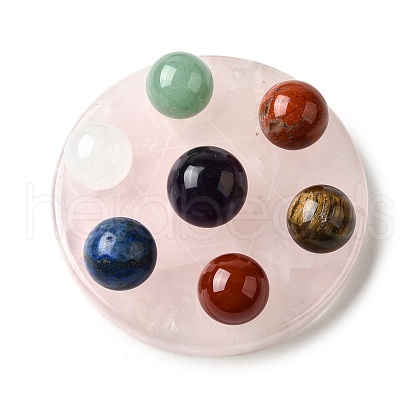 Chakra Natural Rose Quartz Base Seven Star Group Display Decorations DJEW-K031-01B-02-1