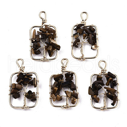 Natural Tiger Eye Pendants G-T131-93-1