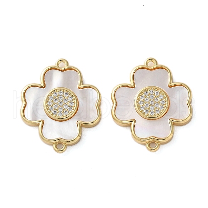 Brass Micro Pave Clear Cubic Zirconia Cross Connector Charms KK-U070-09B-G-1