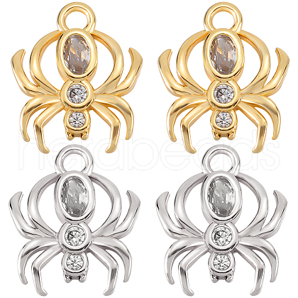Beebeecraft 10pcs 2 Colors Brass Micro Pave Cubic Zirconia Charms KK-BBC0014-75-1