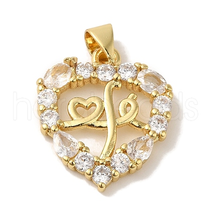 Rack Plating Brass Micro Pave Cubic Zirconia Pendants KK-P267-08G-1