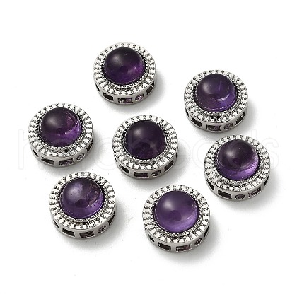 Brass Pave Natural Amethyst Multi-Strand Links KK-D366-01P-C-1