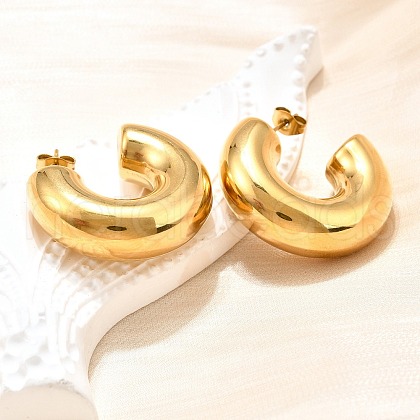 Ion Plating(IP) 316 Surgical Stainless Steel Stud Earrings for Women EJEW-C053-02G-1