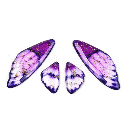 Transparent Resin Wing Earrings Pendants FIND-TAC0006-59A-1
