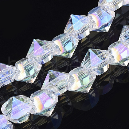 Electroplated Glass Beads Strands EGLA-S174-01B-07-1