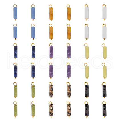 36Pcs 9 Styles Natural Mixed Gemstone Pendants PALLOY-AB00100-1