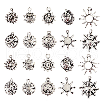 100Pcs 10 Styles Tibetan Style Alloy Charms TIBEP-CJ0001-59-1