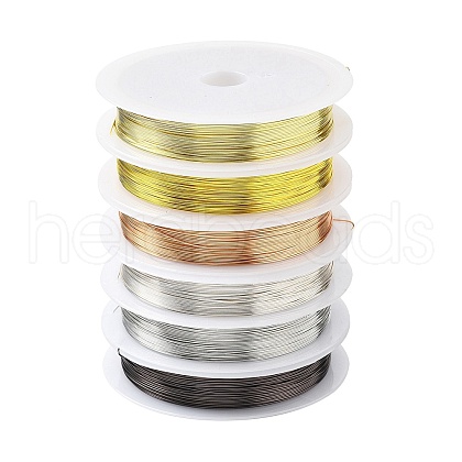 6 Rolls 6 Colors Round Copper Wire Set for Jewelry Making CWIR-NH0001-03D-0.4mm-1