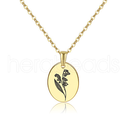 Brass Birth Month Flower Pendant Necklace HUDU-PW0001-034E-1-1