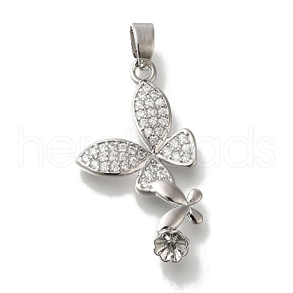 Rack Plating Brass Micro Pave Clear Cubic Zirconia Pendant KK-H485-34P-1