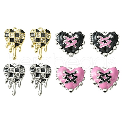 8Pcs 4 Style Valentine's Day Alloy Enamel Pendants FIND-FS0001-90-1