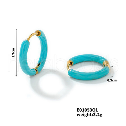 Elegant Brass Enamel Hoop Earrings WO3683-10-1