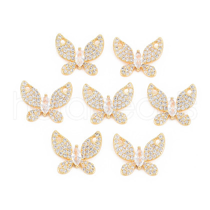 Rack Plating Brass Micro Pave Clear Cubic Zirconia Pendants KK-N233-196-1