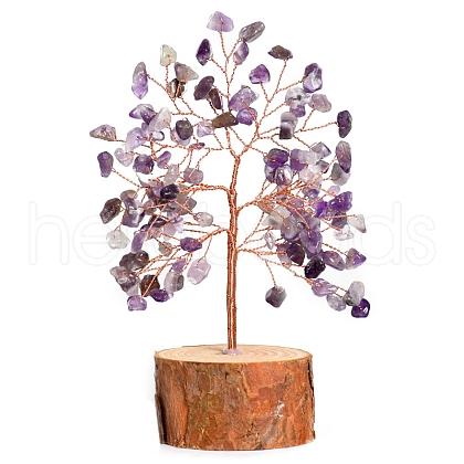 Natural Amethyst Chips Tree of Life Decorations PW-WG59627-01-1