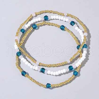 3Pcs Glass Seed Beads Stretch Bracelet Set GL8319-3-1