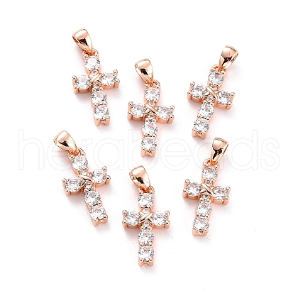 Brass Micro Pave Cubic Zirconia Pendant ZIRC-P089-21RG-1