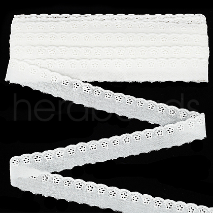 15 Yards Cotton Embroidery Flower Lace Trim DIY-WH0542-34C-1