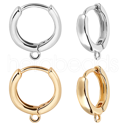 Beebeecraft 8 Pairs 2 Colors Brass Huggie Hoop Earring Finding KK-BBC0014-53-1