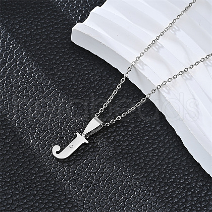 201 Stainless Steel Crystal Rhinestone Initial Pendant Necklaces FS-WG28760-16-1