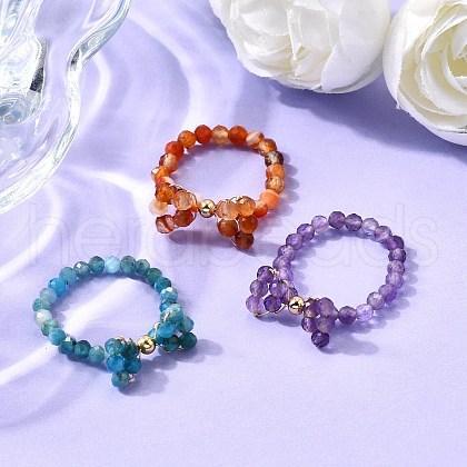 3Pcs Natural Gemstone Rings RJEW-TA00204-1