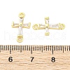 Brass Clear Cubic Zirconia Connector Charms KK-D325-05G-3