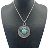 Fashionable Alloy Synthetic Turquoise Pendant Necklaces HB2403-2-1