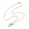 Glass Seed Beaded & Imitation Pearl Flower Pendant 304 Stainless Steel Cable Chain Necklaces for Women NJEW-MZ00115-04-4
