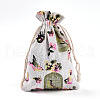 Butterfly & Birdcage Printed Polycotton(Polyester Cotton) Packing Pouches Drawstring Bags ABAG-T004-10x14-33-2