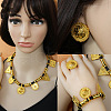 Flat Round & Triangle Alloy with Imitation Leather Cord Pendant Necklaces & Stud Earrings & Charm Bracelets & Rings Sets FS-WG3B623-01-4