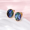 304 Stainless Steel Natural Paua Shell Stud Earrings EJEW-Z103-13G-3