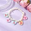 Natural White Mother of Pearl Shell Chip Bead with Resin Pendants and 304 Stainless Steel Jump Rings and Korean Elastic Crystal Thread Bracelets BJEW-JB11704-1