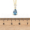 925 Sterling Silver Sapphire Rhinestone Teardrop Pendant Necklace for Women NJEW-V013-01G-5