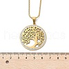 304 Stainless Steel Crystal Rhinestone Tree of Life Pendant Necklaces for Women NJEW-P327-03G-5