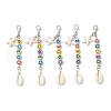Starfish Synthetic Turquoise & Natural Mixed Cowrie Shell Bead Pendant Decorations HJEW-JM03237-2