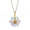 Flower Handmade Glass Seed Beaded Pendant Necklaces NJEW-MZ00096-07-2