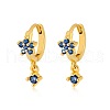 925 Sterling Silver Cubic Zirconia Plum Blossom Hoop Earrings IM8168-7-1
