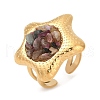 Star 304 Stainless Steel with Amethyst & Rose Quartz & Aquamarine Adjustable Open Cuff Rings for Women RJEW-Z089-03G-2