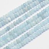Faceted Rondelle Natural Aquamarine Bead Strands G-I155-05-5x8-1