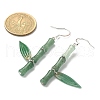 Natural Green Aventurine Bamboo Dangle Earrings EJEW-TA00249-2