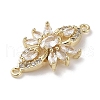 Brass Pave Clear Cubic Zirconia Connector Charms KK-G491-42G-2