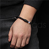 12 Constellations Protetion Aquamarine & Black Obsidian Round Beads Stretch Bracelets for Men Women WG083ED-12-3