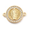 Rack Plating Brass Micro Pave Clear Cubic Zirconia Religion Virgin Mary Connector Charms KK-H449-61G-01-NR-1