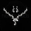 Flower Alloy Rhinestone Pendant Necklaces & Stud Dangle Earrings Sets FS-WG11FB6-02-1