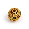 Hollow Rack Plating Brass Colorful Cubic Zirconia Beads KK-L236-14G-2