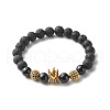 Oil Diffuser Yoga Natural Tourmaline & Natural Lava Rock Beads Stretch Bracelet for Girl Women BJEW-JB06800-2