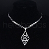 Hollow Out Diamond Moon 304 Stainless Steel Pendant Necklaces for Men Women NJEW-K283-25P-2