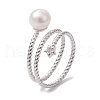 Round & Star Natural Pearl Finger Rings RJEW-P113-13P-1