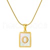 Stainless Steel Snake Bone Chain Alphabet Necklace with Shell Pendant WD3660-15-1