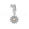 304 Stainless Steel Pave Clear Cubic Zirconia Clip on Belly Rings FS-WG683DA-09-1