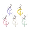 Spray Painted Alloy Moon with Cat Pendant Decoration HJEW-JM03198-2
